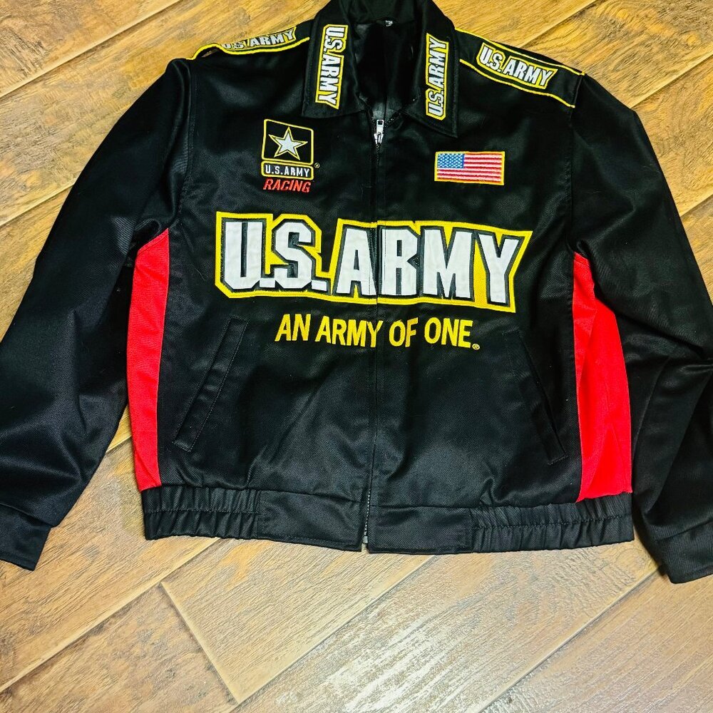 Vintage Nascar US Army Racing Jacket American Flag Go Army Size SMALL